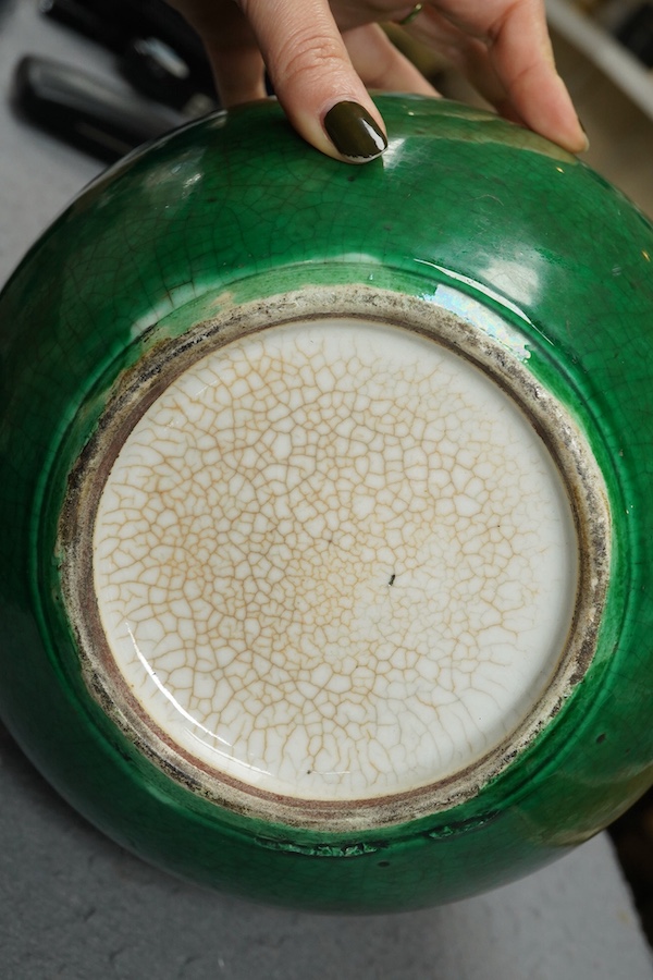 A Chinese green crackle glazed bottle vase, 19th century